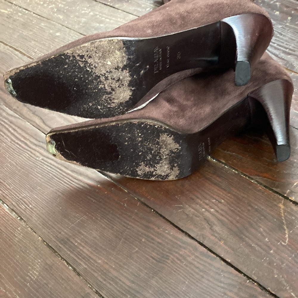 Brown tall suede Prada boots - Picture 3 of 6